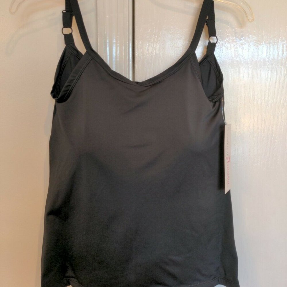 Mastectomy Swim Tankini Top with Integrated Prosthetics, Medium w C Cup, NWT, Bl